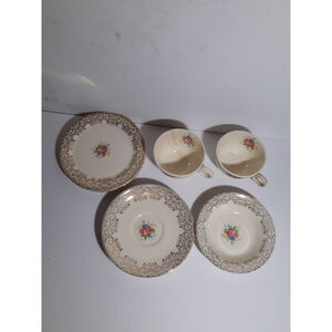 Antique 1940s Taylor Smith gold trim Diana Design 22 Karat gold trim